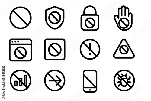 Minimalist black security icons on gradient background