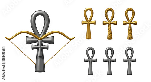 Anubis ankh bow and arrow ancient egypt egyptian symbol of life vector