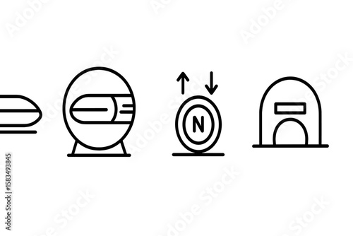 Various train symbols representing different modes of transportation in a modern transit system