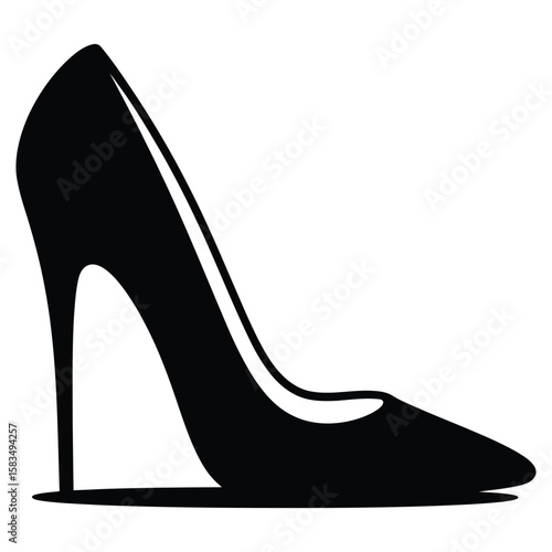 Elegant Black High Heel Shoe Silhouette - Fashion, Footwear & Women's Style Icon