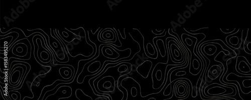 Contour lines create a stunning abstract design on a dark background showing topographic features and shapes
