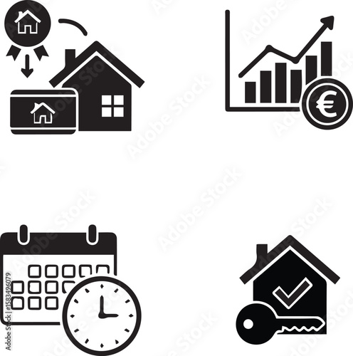 House Loan EMI Vector Icon | Home Financing & Monthly Repayment Symbol