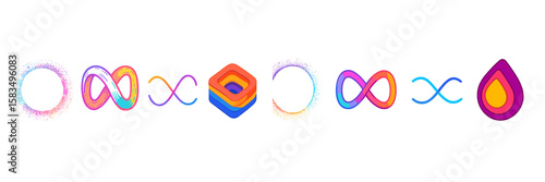 Colorful abstract design featuring swirling shapes in a harmonious arrangement with a modern aesthetic