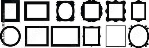 Collection of diverse picture frame shapes and sizes, perfect for various design projects.