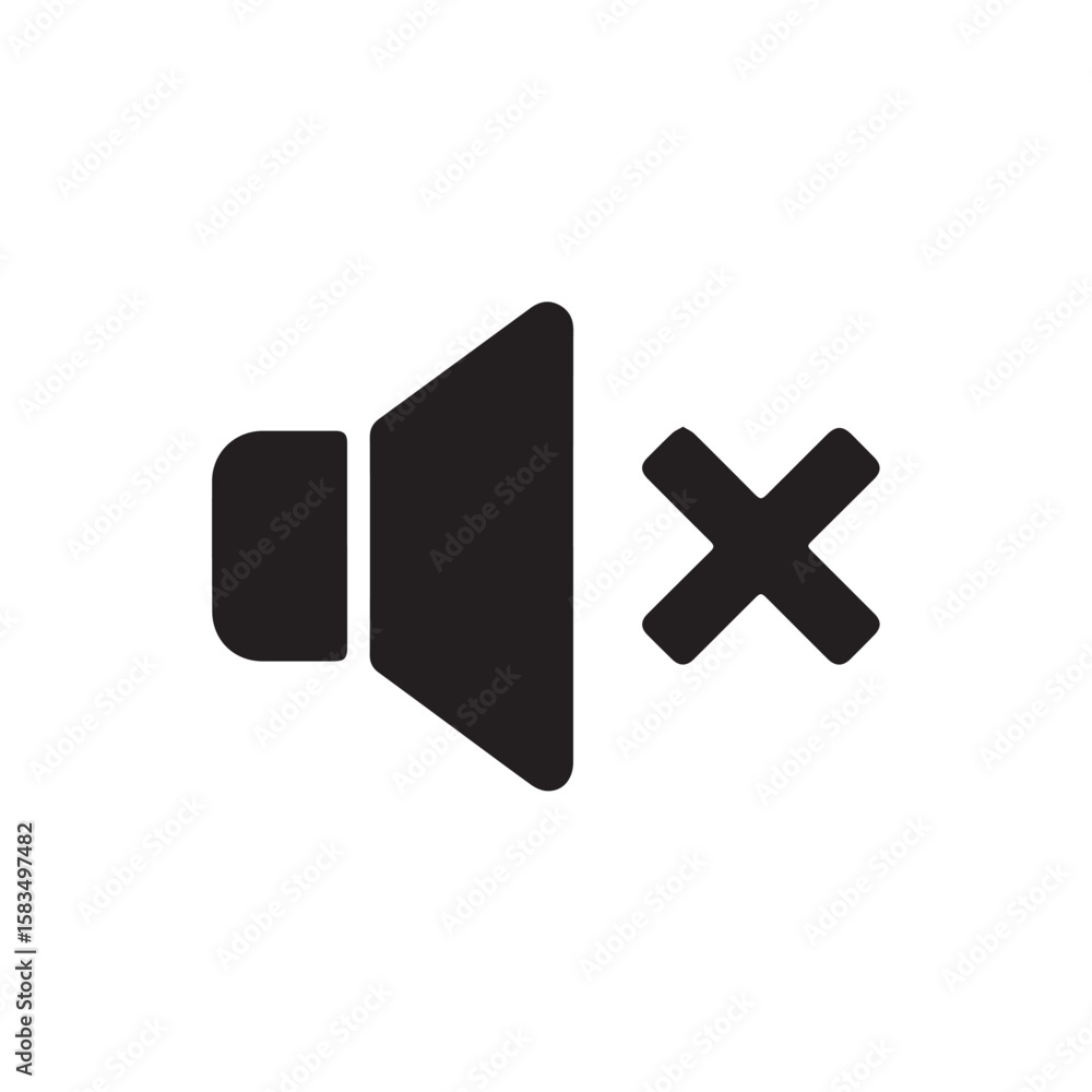 Obraz premium Mute Sound Symbol Flat Vector Graphic Representing Silence, Audio Control, and Sound Settings for User Interface Design and Digital Applications