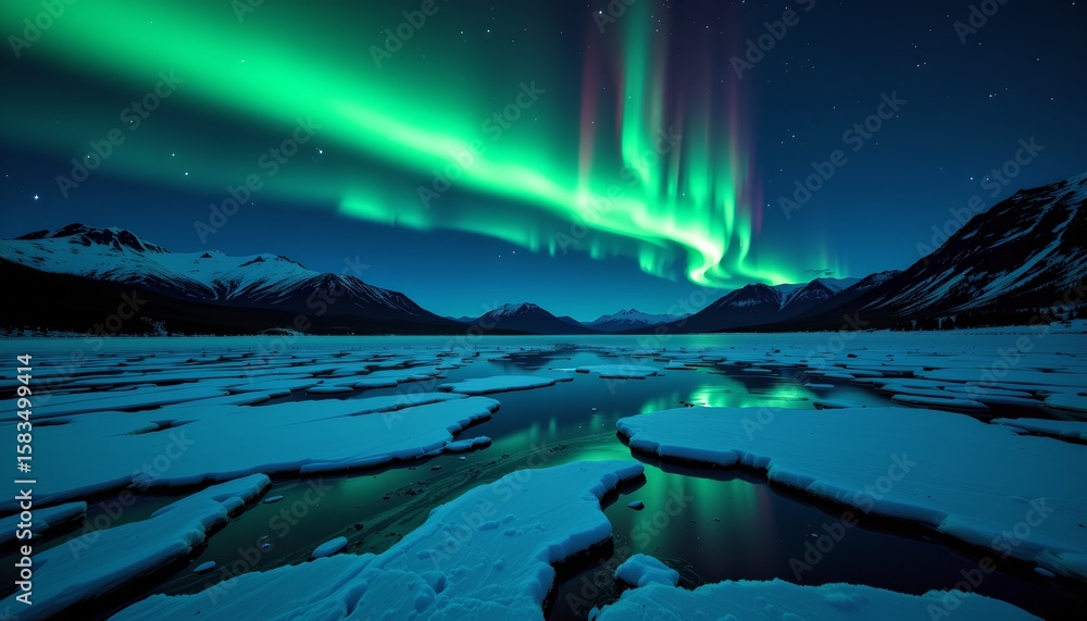 Naklejka premium the mesmerizing aurora borealis, or northern lights, in a remote arctic landscape