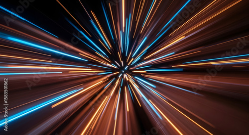 Dynamic light trails abstract background digital art vibrant colors high-speed perspective motion concept