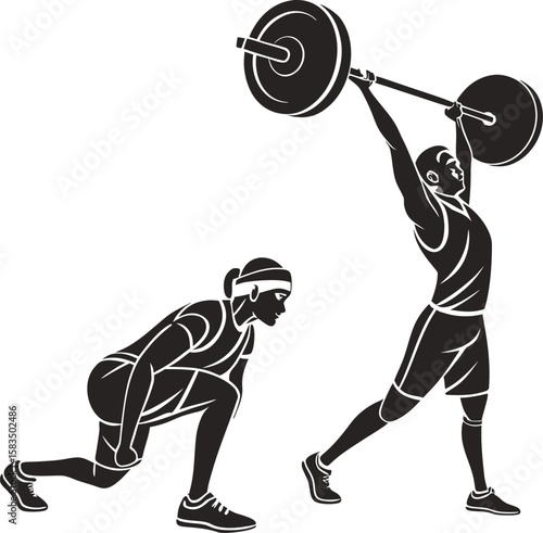 Sport vector illustration of an athlete lifting weights