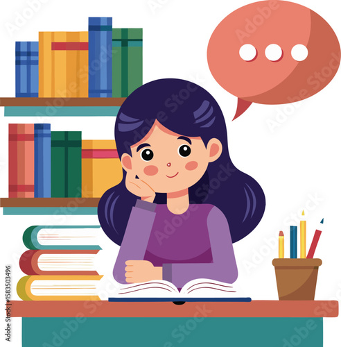 Girl reading a book, girl with books, little girl reading a book