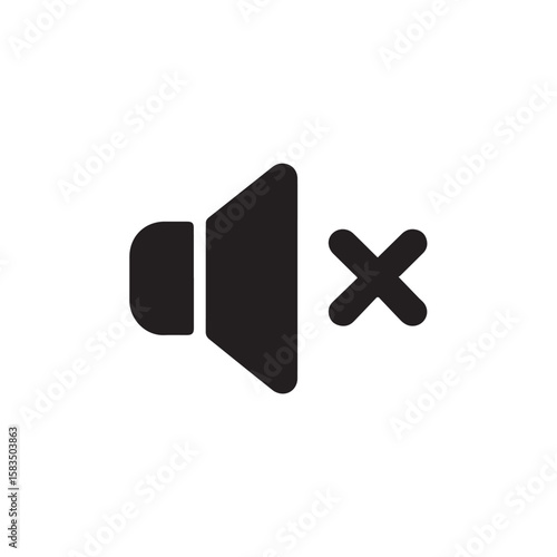 Mute Sound Vector Icon Silence, Audio Off, Notification Disabled, Volume Control, Vector Graphic Illustration in Black and White Minimalist Design