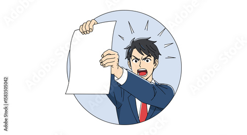 Angry lawyer holds up document expressing frustration during courtroom proceedings