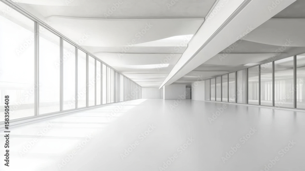 Fototapeta premium Abstract modern architecture background, empty white open space interior
