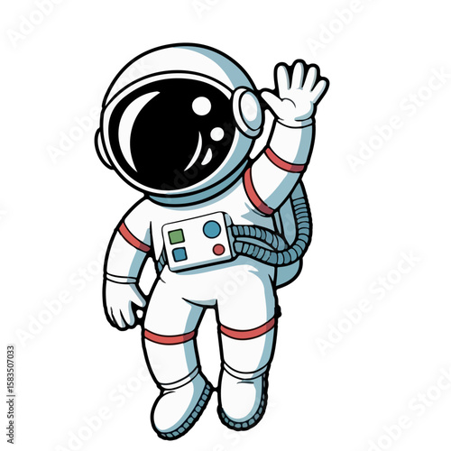Comic cartoon astronaut character in space illustration
