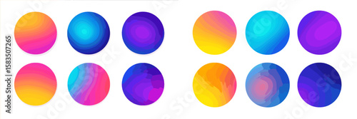 Colorful gradient spheres arranged in a visually appealing grid with vibrant hues and smooth transitions