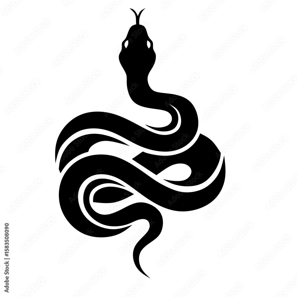 Fototapeta premium Simple Snake Silhouette Striking Reptilian Design for Art and Graphics