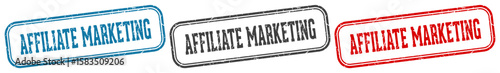 affiliate marketing stamp. affiliate marketing rectangular stamp set isolated on white background