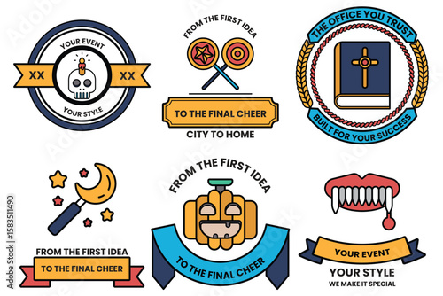 Set of illustrations in party and event concepts in line drawing style