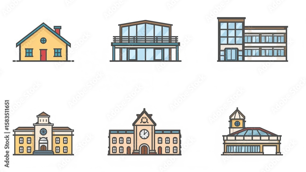 Customizable line thickness in a construction icon vector set Customizable line thickness in a construction icon vector set