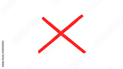 Hand drawn red cross mark with marker pen vector illustration. Red x sign draw. Red cross marker icon.
