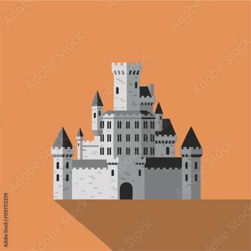 Minimal Flat Design Castle Illustration