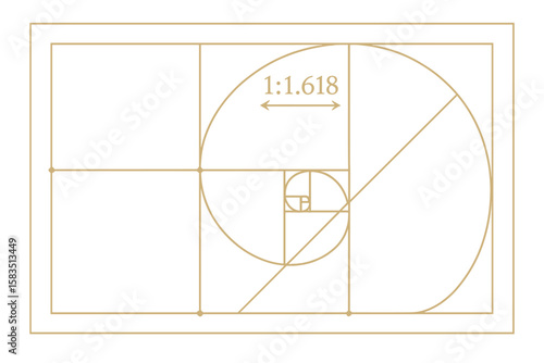 Golden ratio layout demonstrated with geometric patterns and circles in a minimalist design