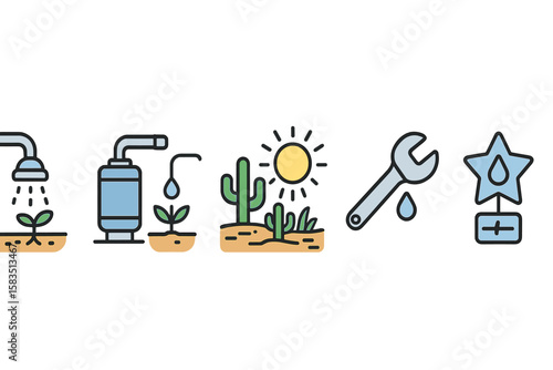 Enhancing plant growth with irrigation systems in a sunny desert landscape