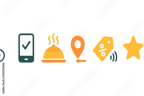 Restaurant app icons representing user-friendly features and convenience for dining experiences