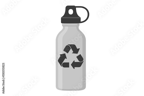 Reusable water bottle with recycling symbol, promoting eco-friendly habits and sustainability in everyday life