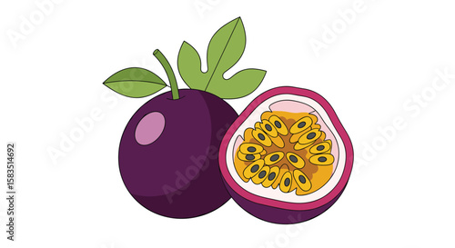Exotic tropical fruit fresh ripe passionfruit pulp seeds edible plant