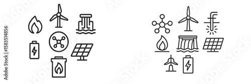 Innovative energy symbols representing renewable resources and sustainable technology in a modern design