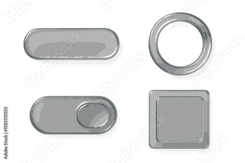 Collection of metallic trays in various shapes for kitchen organization and serving needs