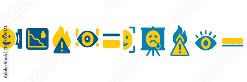 Multiple emoticons representing various states and warnings displayed in a creative layout on a white background