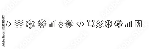 Modern graphic symbols used in technology and design enhancements showcase creativity and innovation in digital communication