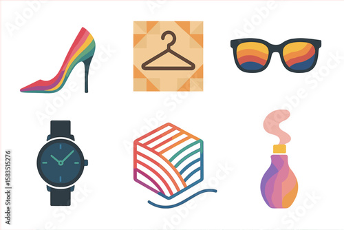 Vibrant collection of colorful fashion accessories and items for stylish individuals