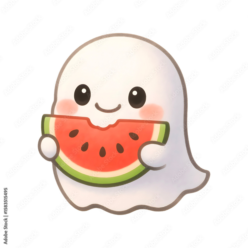 Obraz premium Ghost eats watermelon