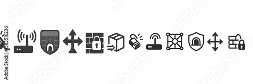 Icons representing various concepts in technology, security, and data management for educational purposes