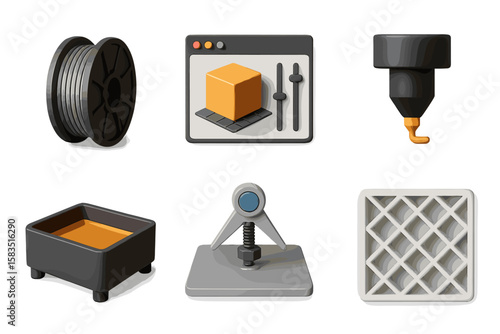 3D printing workshop tools and components showcasing essential equipment and materials for additive manufacturing