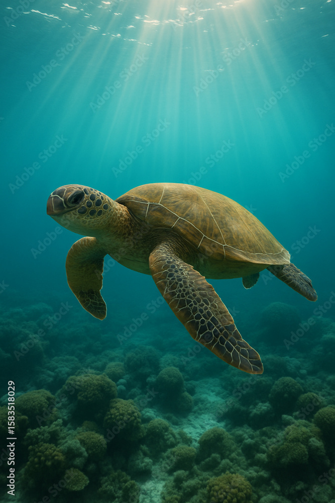 Obraz premium sea turtle swimming