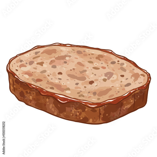 Delicious slice of bread with a brown crust illustration, perfect for breakfast or a snack