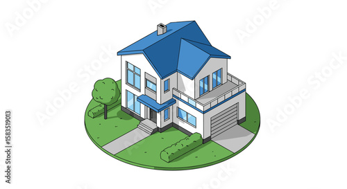 Modern architectural home design with blue roof and attached garage offering comfortable living spaces