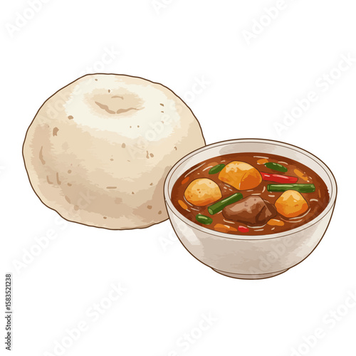 Delicious stew with bread, a hearty and comforting meal, perfect for a warm and satisfying lunch or 