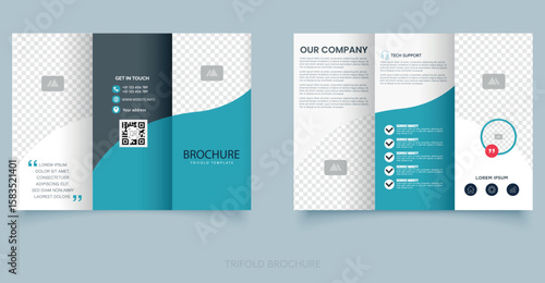 Corporate business trifold brochure template. Modern, Creative and Professional tri fold brochure vector design. Editable file