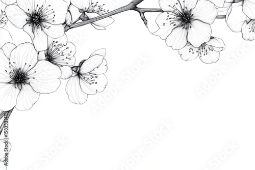Delicate cherry blossom illustrations showcasing fine details on a white background
