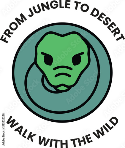 A green crocodile with a frowning face