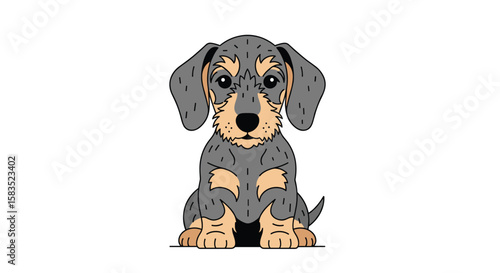 Charming dachshund puppy sitting adorable canine companion pet animal friend