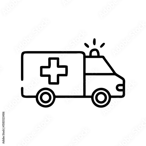 Wallpaper Mural Ambulance vehicle with emergency lights in line art style   Torontodigital.ca