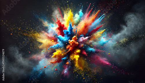 explosion splash of colorful powder