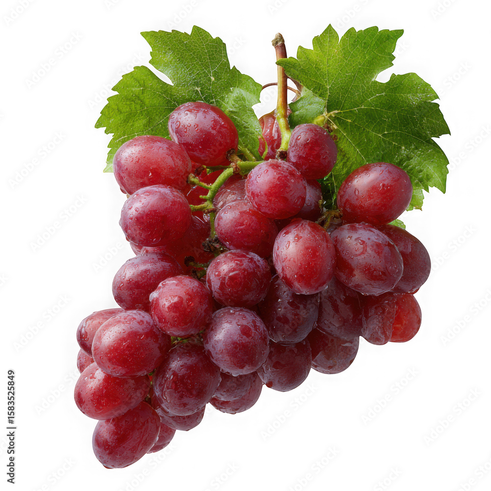 Fototapeta premium Red grapes with water drops isolated on transparent background