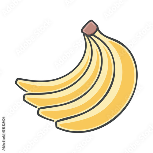 Illustration of a Bunch of Bananas on Black Background; Healthy Eating Concept