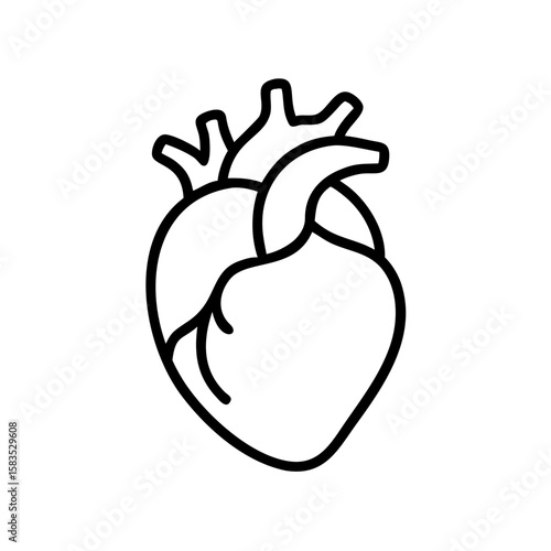 Line drawing of human heart icon in minimalist style  
